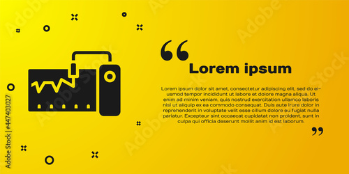 Black Electrical measuring instrument icon isolated on yellow background. Analog devices. Measuring device laboratory research. Vector