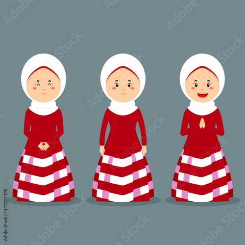Muslim Casual Character with Various Expression