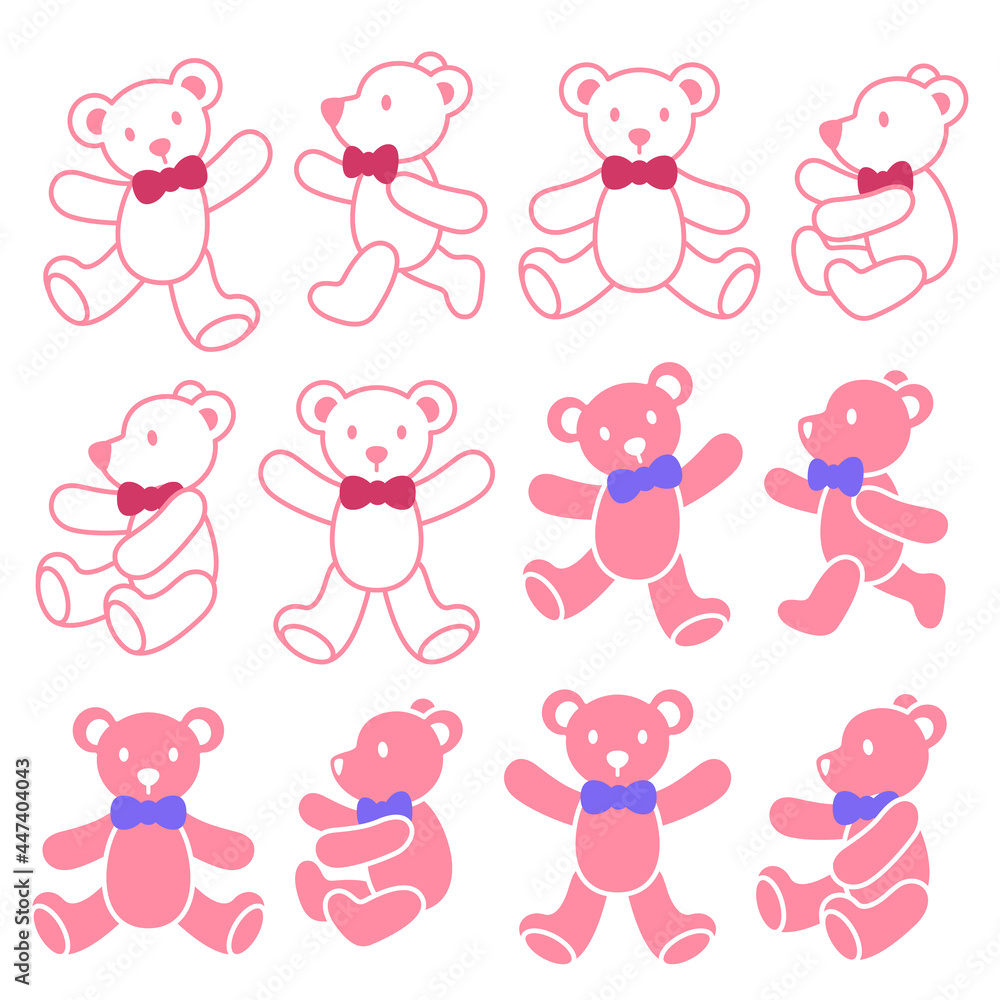Simple and cute bear illustration material collection,