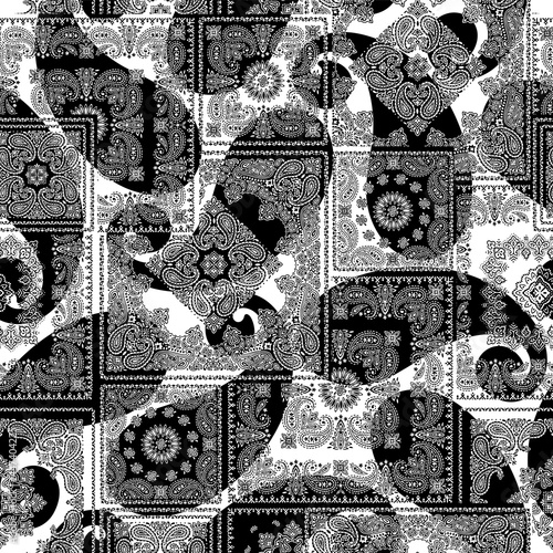 Bandana seamless pattern with unique paisley,