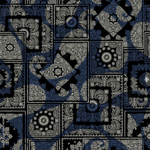 Bandana seamless pattern with unique paisley,