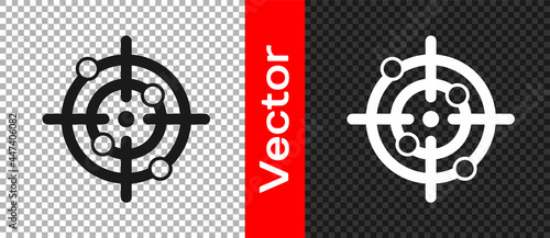 Black Target sport icon isolated on transparent background. Clean target with numbers for shooting range or shooting. Vector
