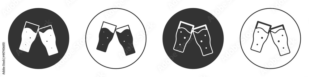 Black Glass of beer icon isolated on white background. Circle button. Vector Black Glass of beer icon isolated on white background. Circle button. Vector