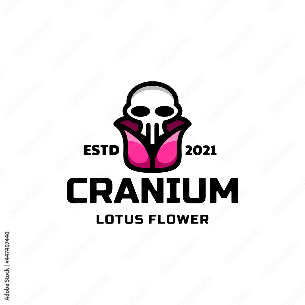 Lotus flower and cranium .Unique design double meaning logo combination. Lotus flower and cranium .Unique design double meaning logo combination.