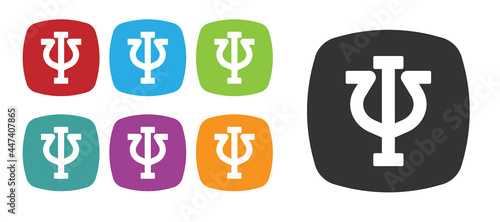 Black Psychology icon isolated on white background. Psi symbol. Mental health concept, psychoanalysis analysis and psychotherapy. Set icons colorful. Vector