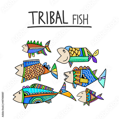 Funny cartoon colorful fish...