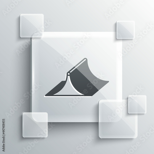 Grey Skate park icon isolated on grey background. Set of ramp, roller, stairs for a skatepark. Extreme sport. Square glass panels. Vector