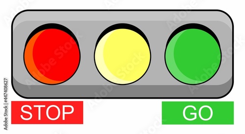 Traffic light close up.
Traffic warning and regulation. photo