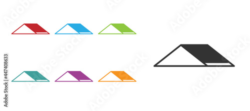 Black Skate park icon isolated on white background. Set of ramp, roller, stairs for a skatepark. Extreme sport. Set icons colorful. Vector