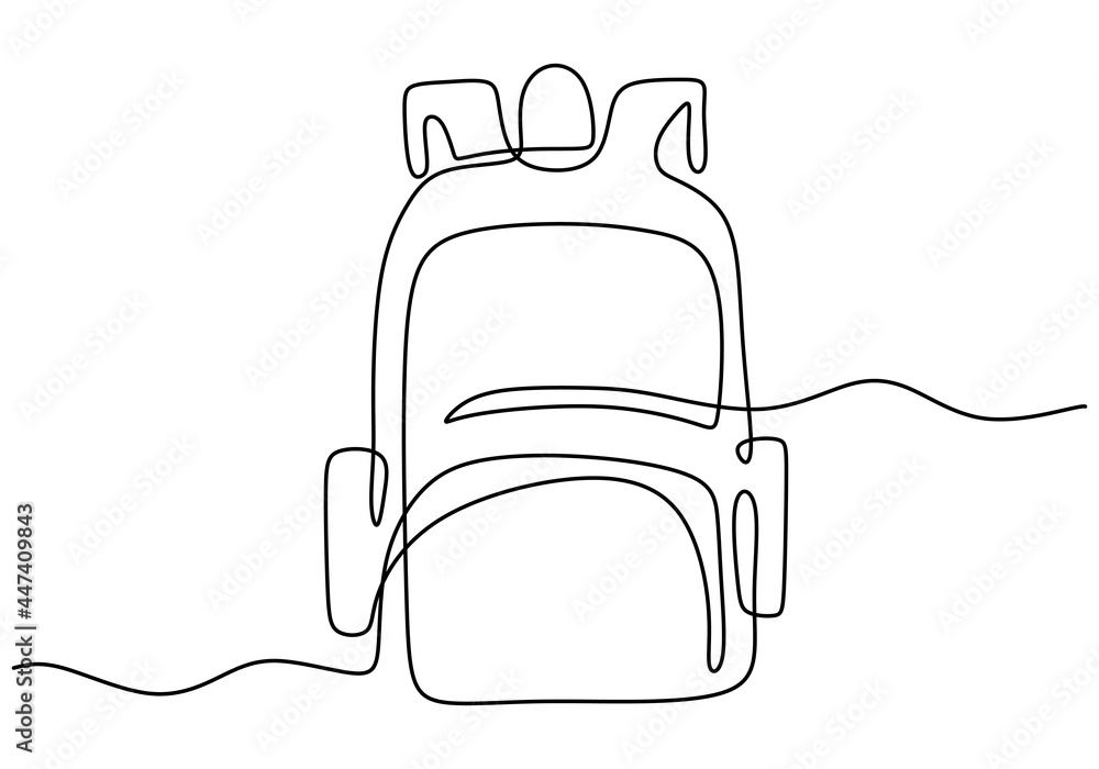 Backpack in continuous line drawing style. Rucksack black line sketch on  white background. School bag for kindergarten student. Back to school,  education concept. Vector illustration Stock Vector | Adobe Stock