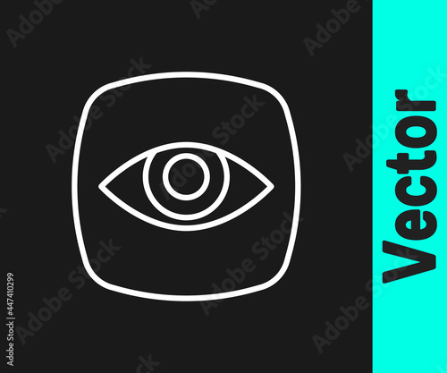 White line Security camera icon isolated on black background. Vector