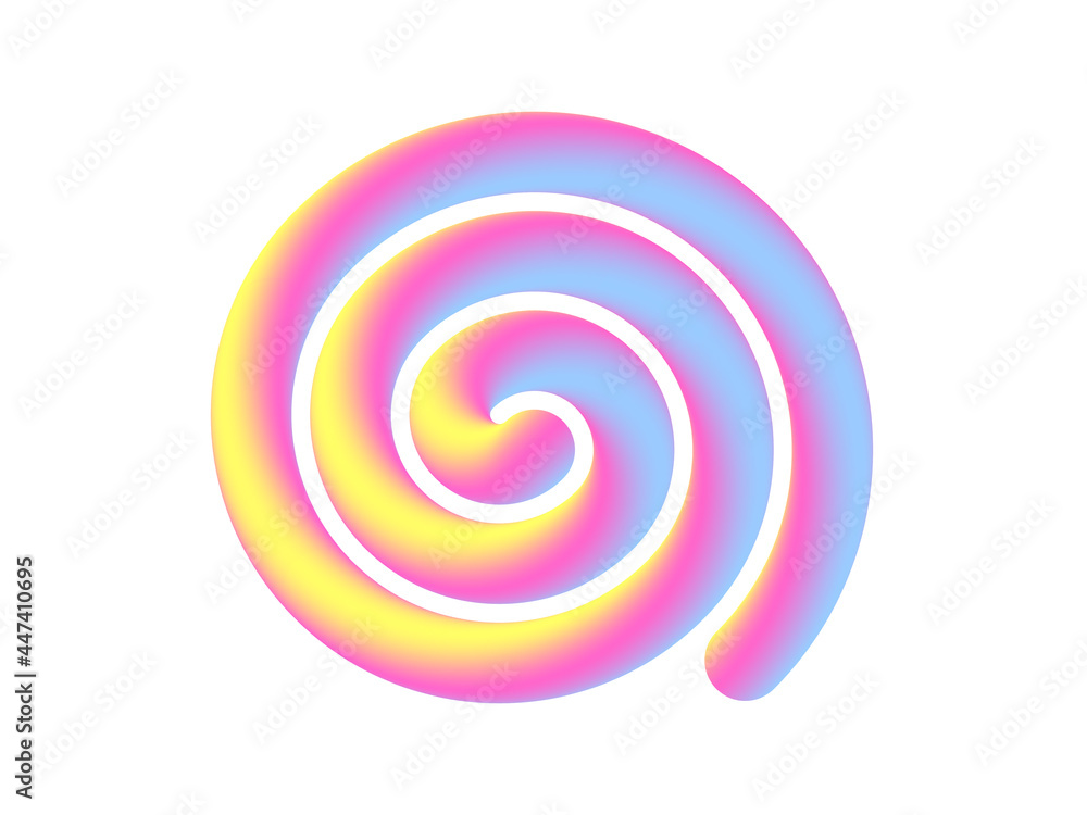 Abstract 3d colorful gradient spiral. Liquid holographic swirl stream bubblegum color. Creativity design element. Vector illustration Abstract 3d colorful gradient spiral. Liquid holographic swirl stream bubblegum color. Creativity design element. Vector illustration