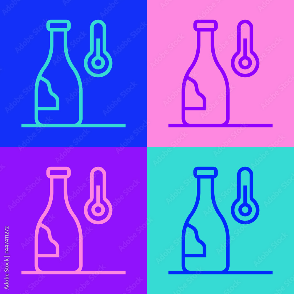 Pop art line Wine temperature icon isolated on color background. Vector Pop art line Wine temperature icon isolated on color background. Vector