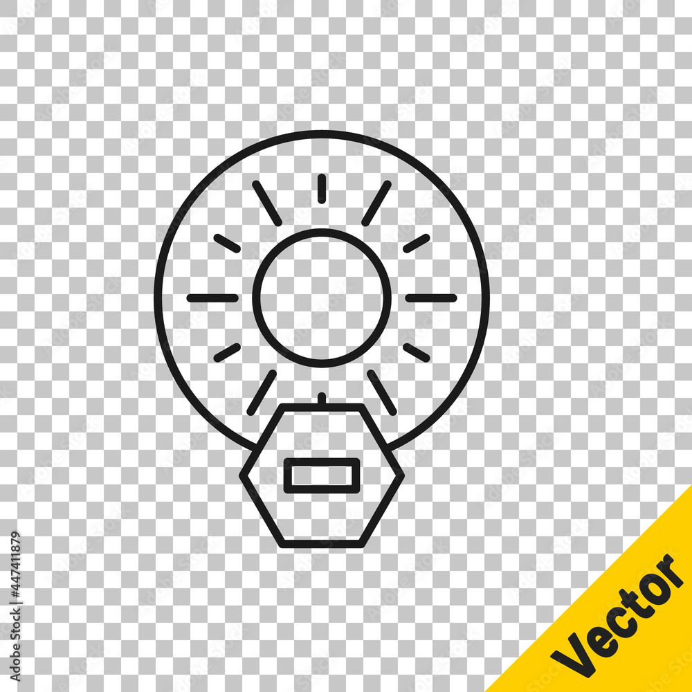 Obraz premium Black line No direct sunlight icon isolated on transparent background. Vector