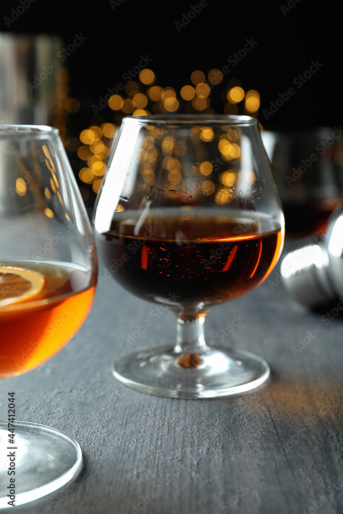 Concept of hard alcoholic drinks with cognac Concept of hard alcoholic drinks with cognac
