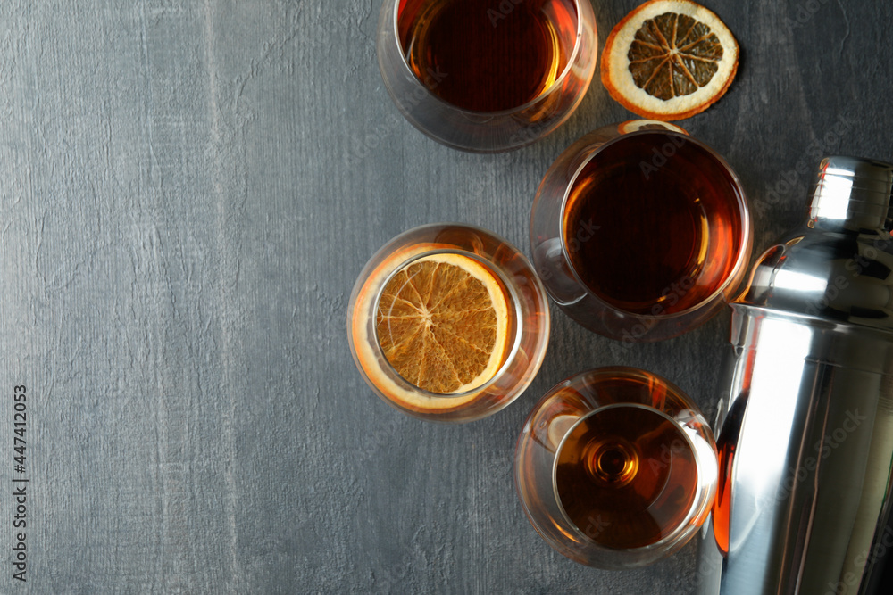 Concept of hard alcoholic drinks with cognac Concept of hard alcoholic drinks with cognac