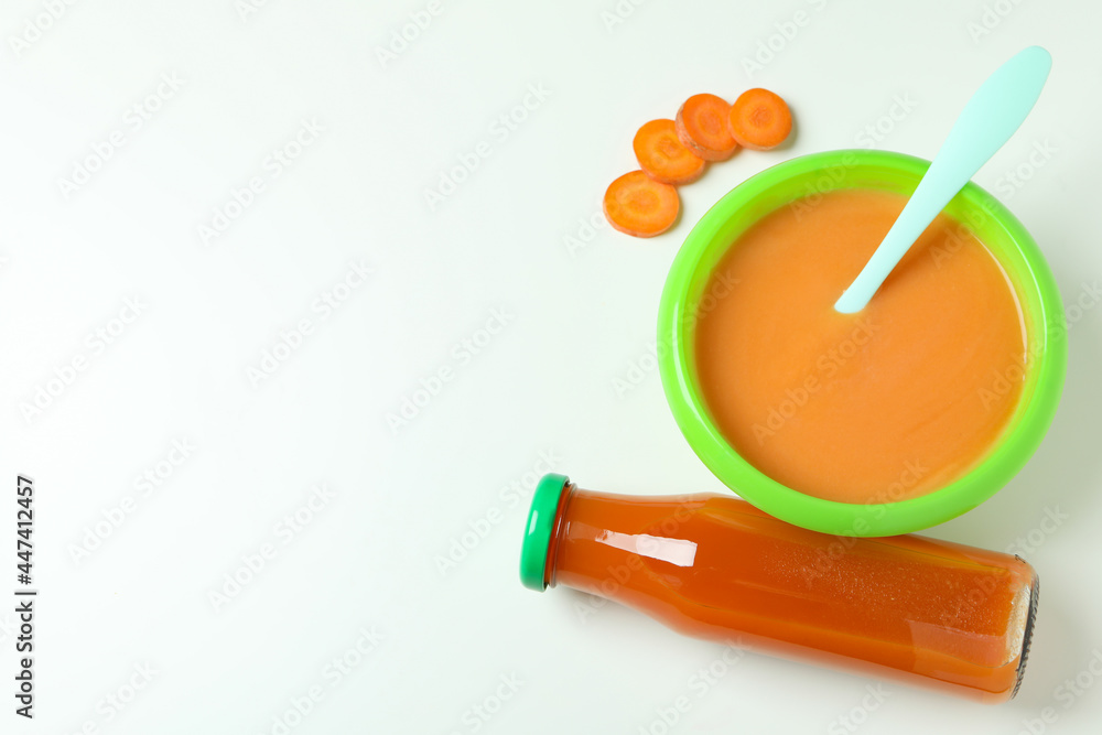 Concept of baby food on white background Concept of baby food on white background