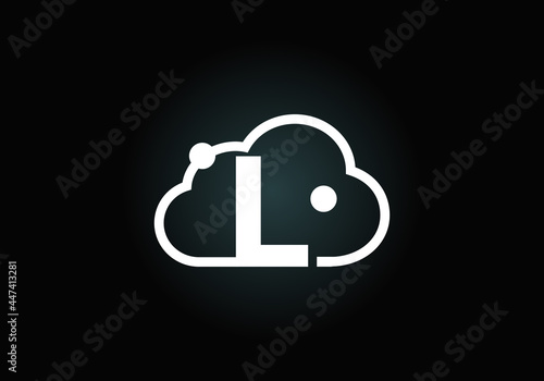 Initial L monogram letter alphabet with the cloud. Cloud computing provider service logo. Modern cloud technology vector logo design for business, and company identity.