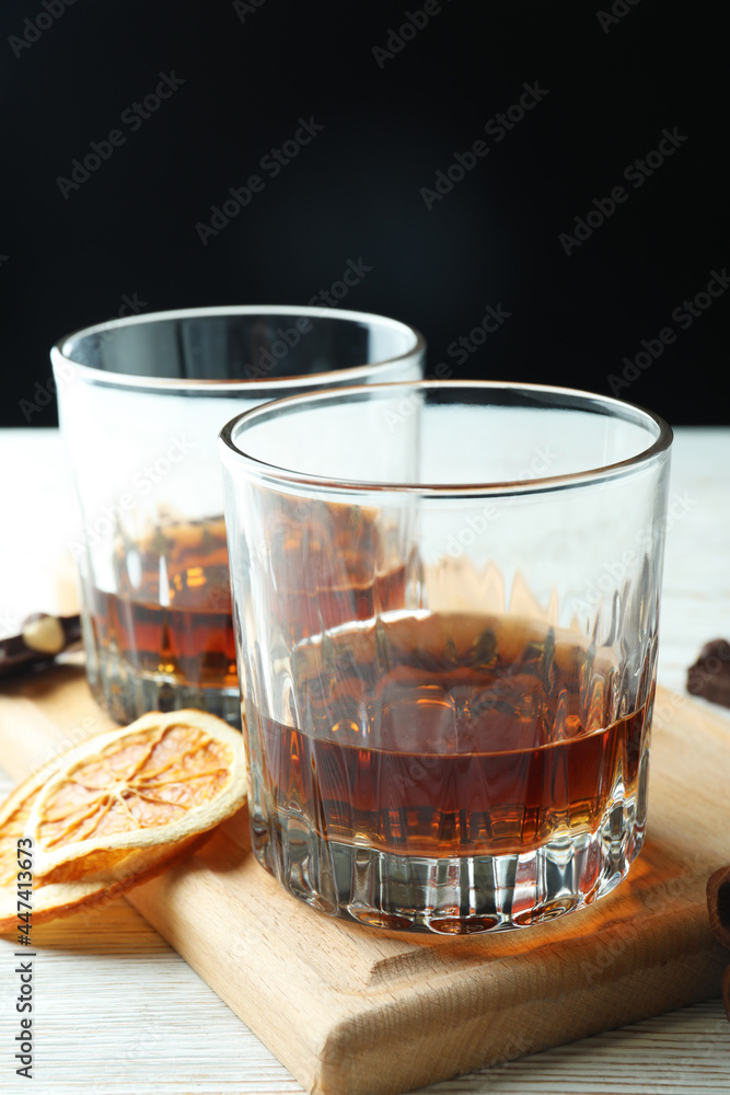 Concept of hard alcoholic drinks with cognac Concept of hard alcoholic drinks with cognac