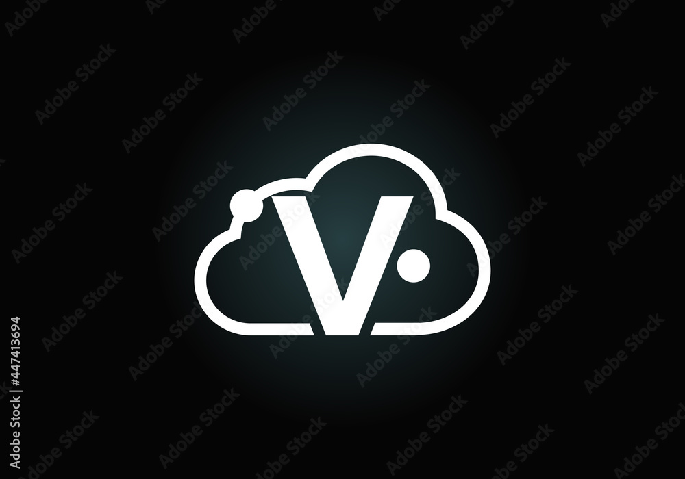 Initial V monogram letter alphabet with the cloud. Cloud computing provider service logo. Modern cloud technology vector logo design for business, and company identity. Initial V monogram letter alphabet with the cloud. Cloud computing provider service logo. Modern cloud technology vector logo design for business, and company identity.