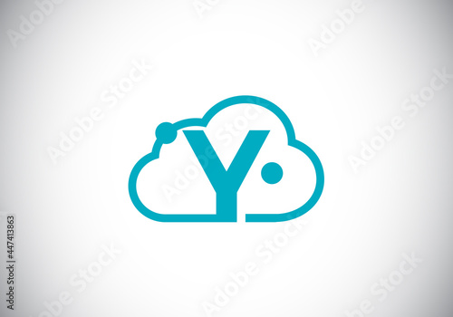 Initial Y monogram letter alphabet with the cloud. Cloud computing provider service logo. Modern cloud technology vector logo design for business, and company identity.