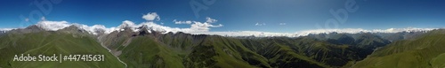 Caucasus  Ossetia. Lladon Gorge. Aerial panorama to the south of Tepli mountain.