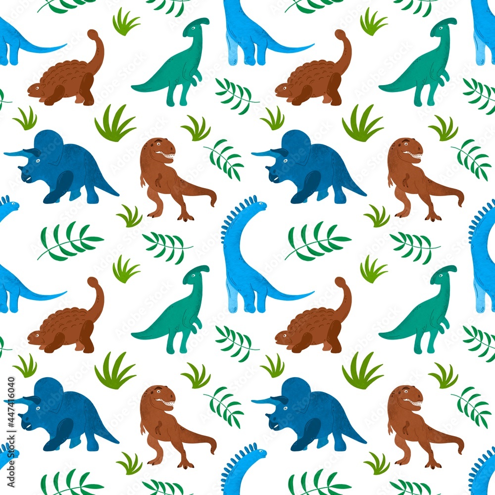 Seamless pattern with dinosaurs 