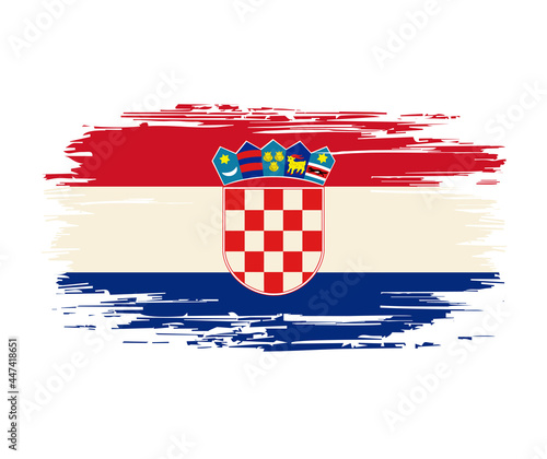 Fotografie Croatian flag brush grunge background. Vector illustration.