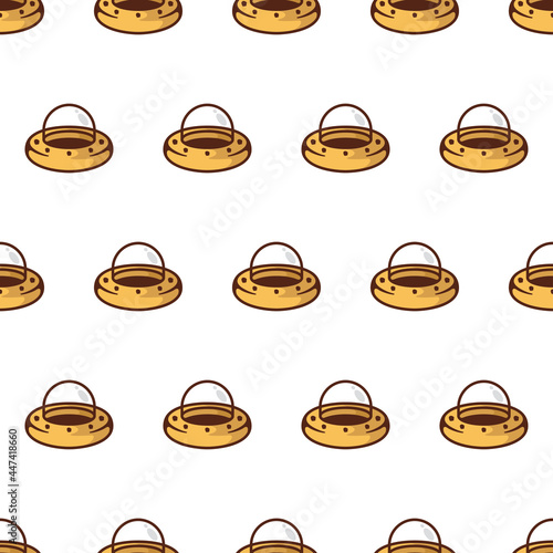 Simple seamless pattern of ufo cookies with cartoon style illustration background template vector