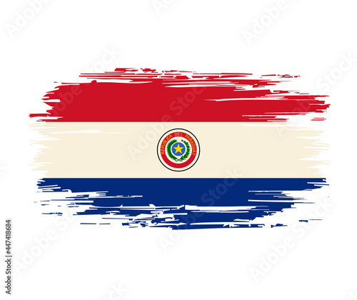 Paraguayan flag brush grunge background. Vector illustration.