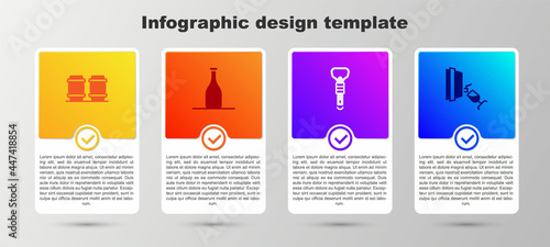 Set Wooden barrel for wine, Bottle of, opener and Wine tasting, degustation. Business infographic template. Vector