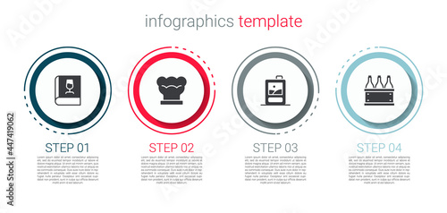 Wallpaper Mural Set Book about wine, Chef hat, Cardboard box of and Bottles. Business infographic template. Vector Torontodigital.ca