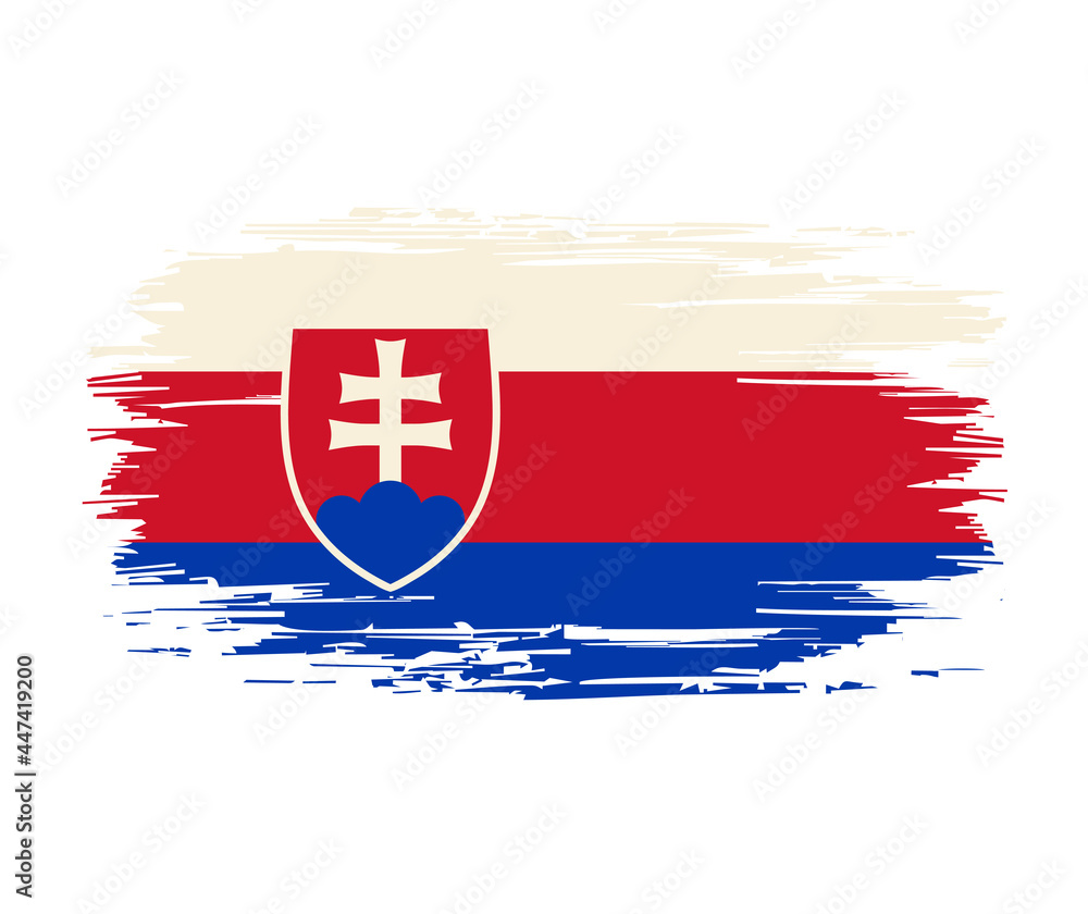 Slovakian flag brush grunge background. Vector illustration.