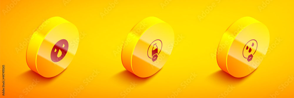 Set Isometric Water drop, Lactose free and forbidden icon. Vector Set Isometric Water drop, Lactose free and forbidden icon. Vector
