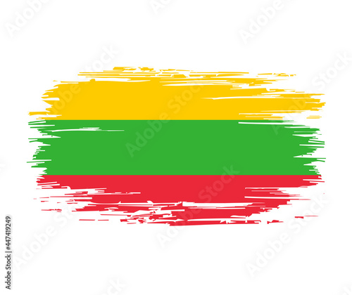Lithuanian flag brush grunge background. Vector illustration.