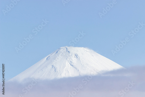 Kamchatka Peninsula. The top of the Avachinsky volcano in clear winter weather. The perfect weather for climbing. The natural park of Russia  Three volcanoes .