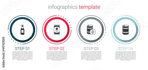 Set Beer bottle, can, Metal beer keg and . Business infographic template. Vector