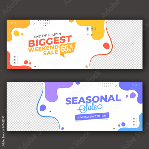 Season Biggest Sale Header Or Banner Design With Given Space For Product Image In Two Options.