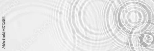 Obraz Water panoramic banner background. White water texture, aqua surface with rings and ripples