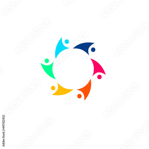 COLORFUL PEOPLE TEAM SIGN, SYMBOL, LOGO ISOLATED ON WHITE