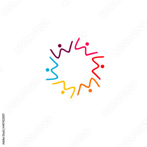 COLORFUL PEOPLE TOGETHER, PEOPLE UNION SIGN, SYMBOL, LOGO ISOLATED ON WHITE
