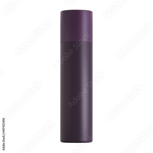 Spray bottle mockup. Hairspray aerosol can blank. Air freshener cylinder template. Realistic sprayer dispenser illustration. Aluminium tube with plastic cap