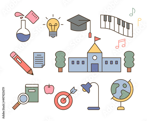 Education icons. outline simple vector illustration.