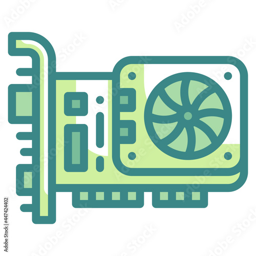 graphics card blue line icon