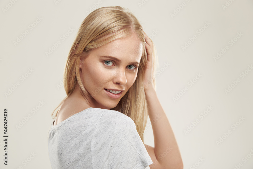 Portrait of young blonde confident european girl Portrait of young blonde confident european girl