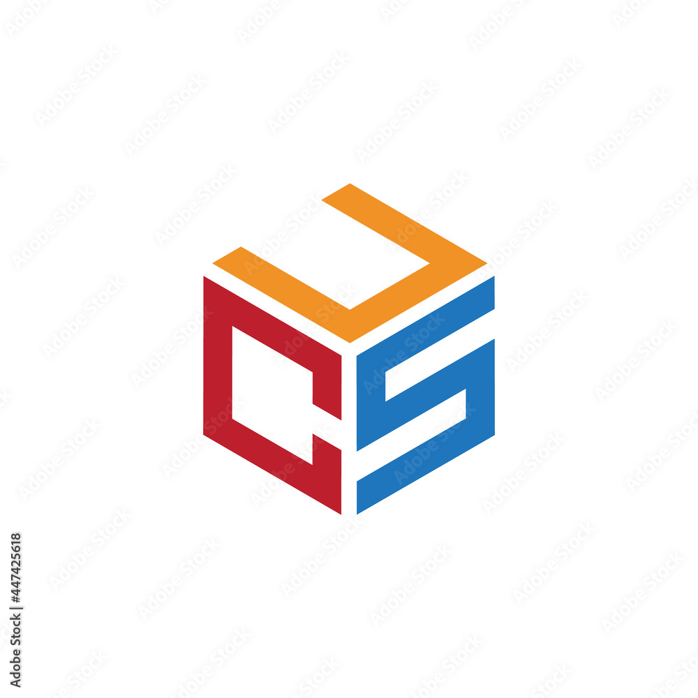 Hexagon logo with the letters UCS design Hexagon logo with the letters UCS design