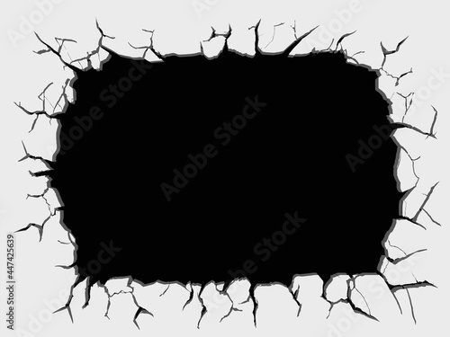 Black hole whith cracks or broken wall.
