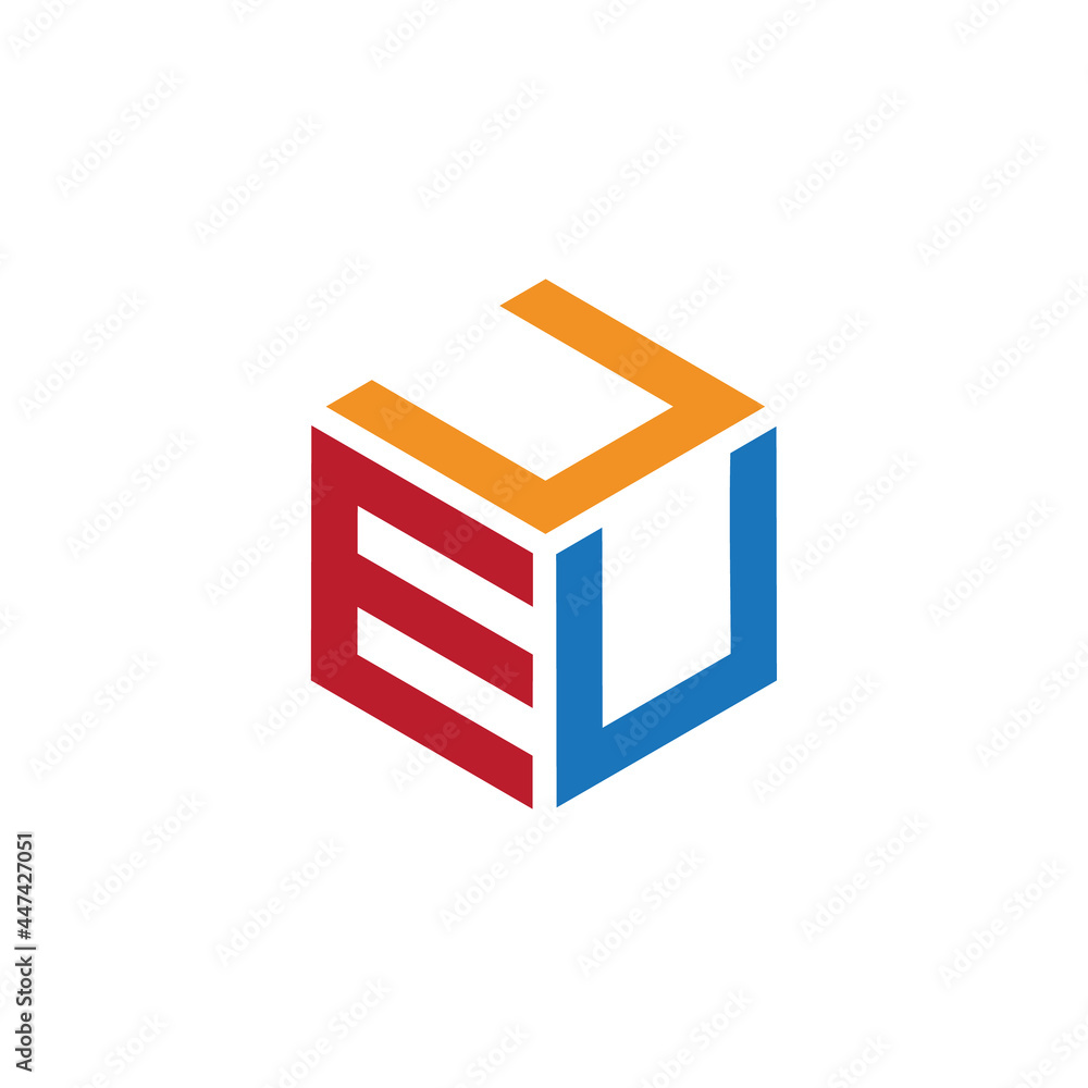 Hexagon logo with the letters UEU design Hexagon logo with the letters UEU design