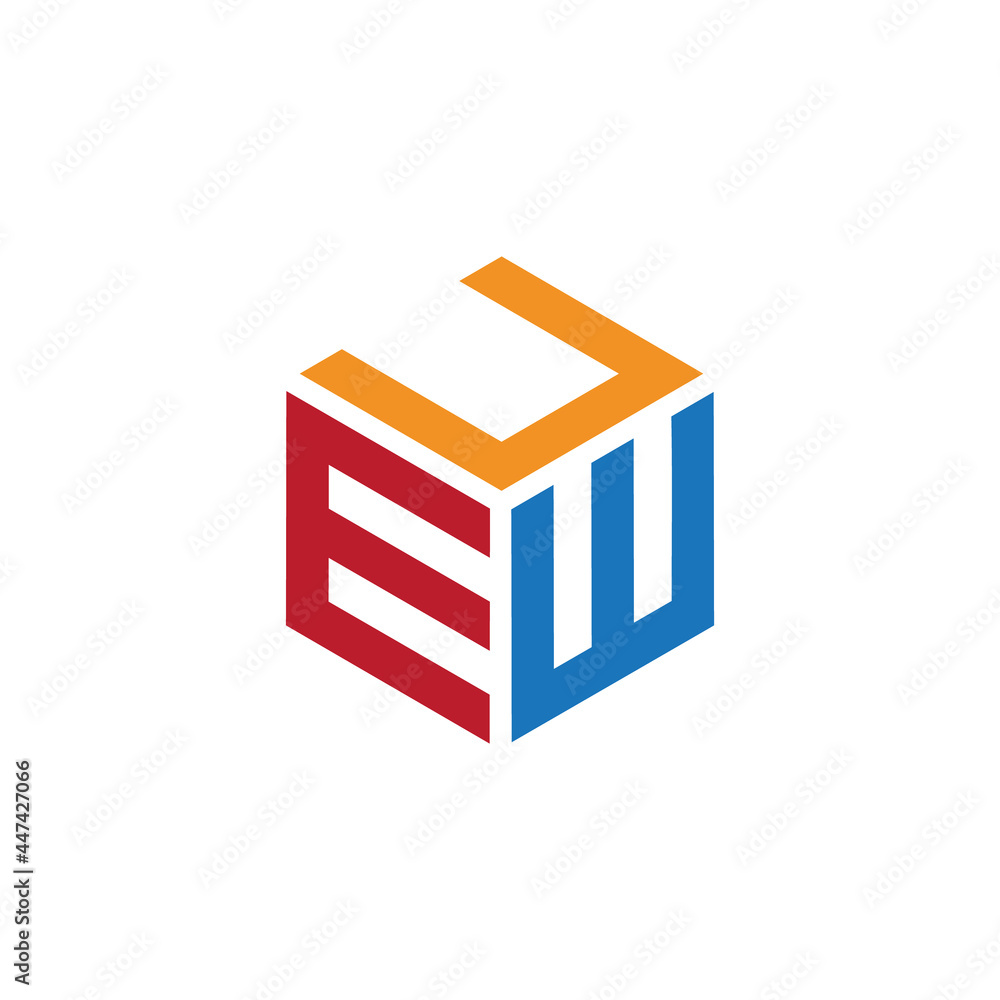 Hexagon logo with the letters UEW design Hexagon logo with the letters UEW design