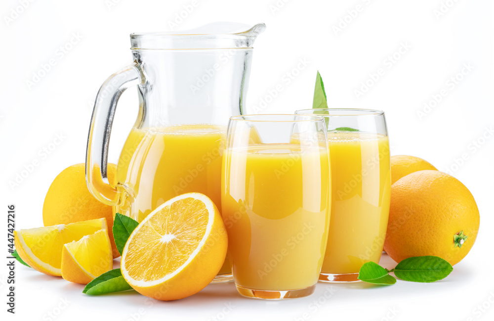Yellow orange fruits and fresh orange juice isolated on white background. Yellow orange fruits and fresh orange juice isolated on white background.